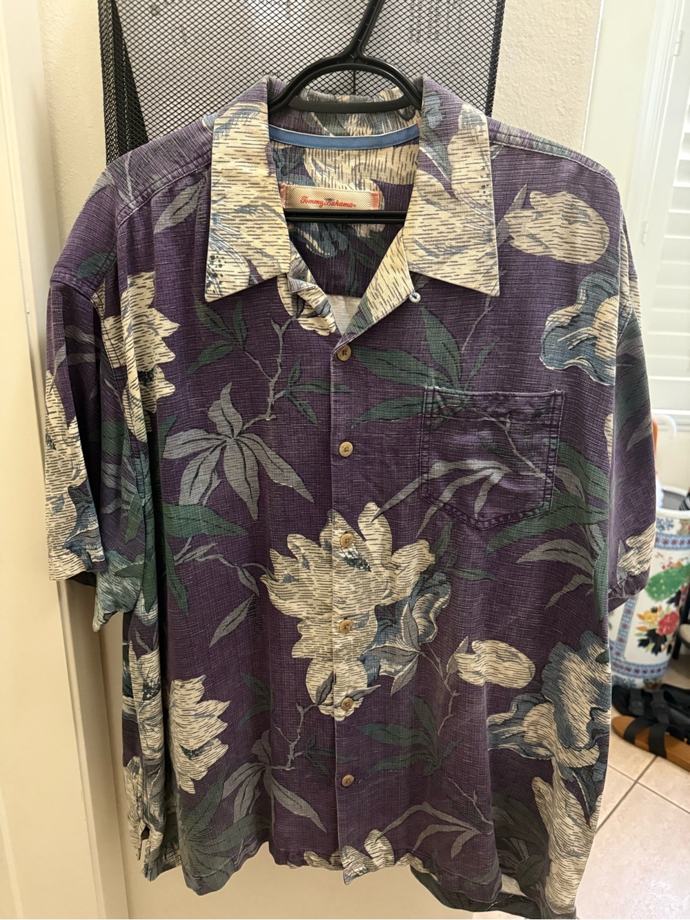 Tommy Bahama Purple Floral Short-Sleeve Button-Down Shirt